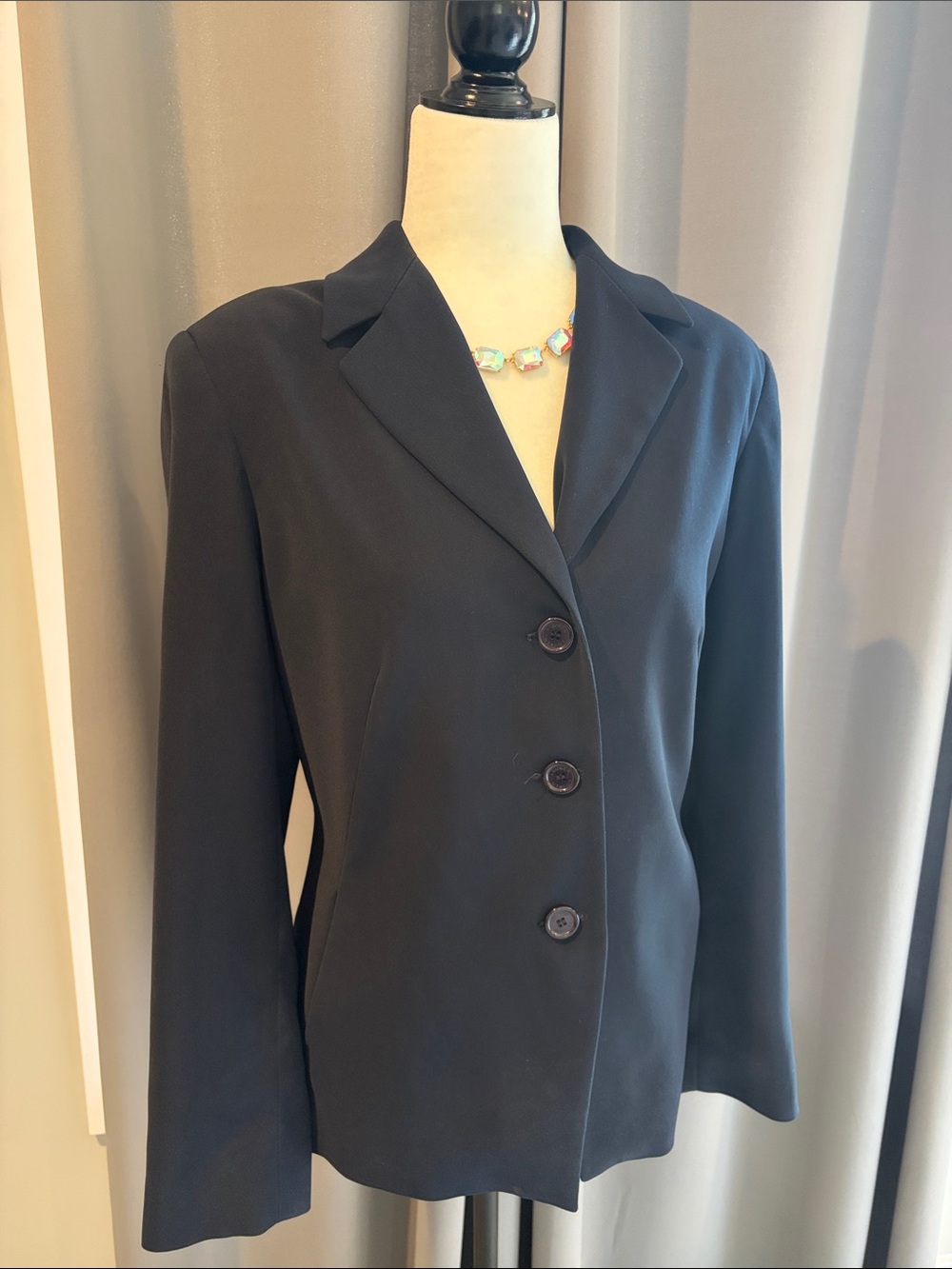 Classic Black Women's Blazer Jacket - Tailored Button Front